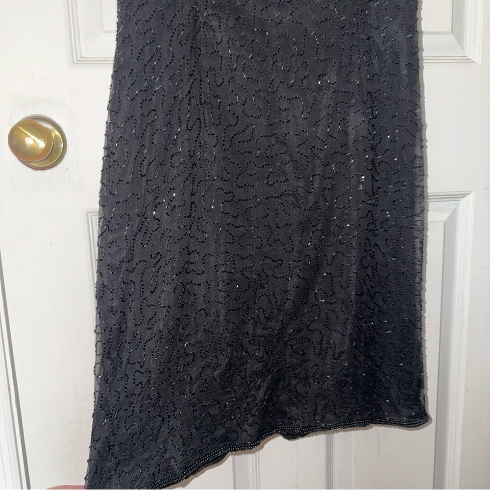 AP Ltd Elegant Black Beaded Midi Dress - Picture 5 of 13